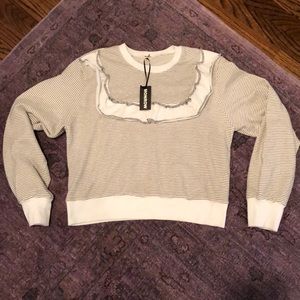 Monrow Ruffle Pinstripe Top